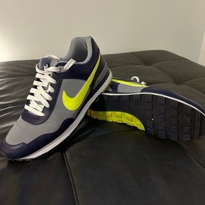 Men’s Nike MS78 gray, navy and lime green sneakers